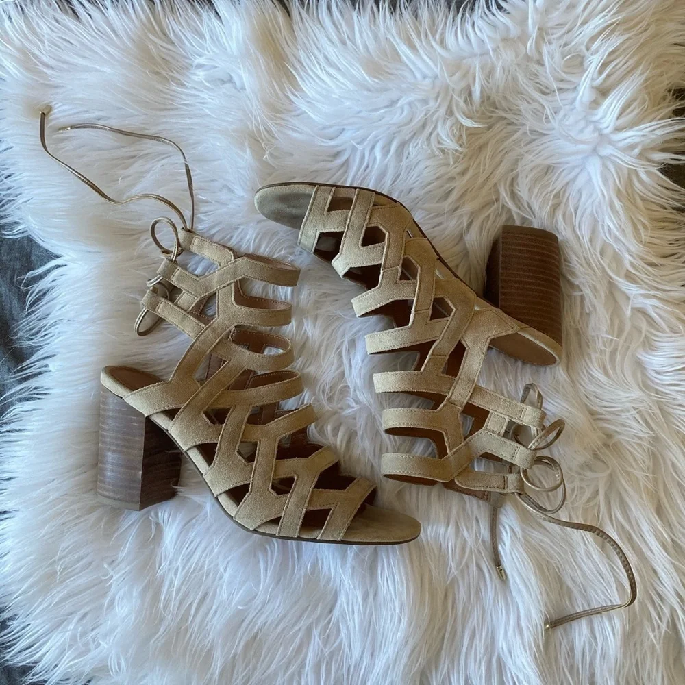 Franco Sarto/ Beige Suede Cage Connie Mules - Picture 2 of 7